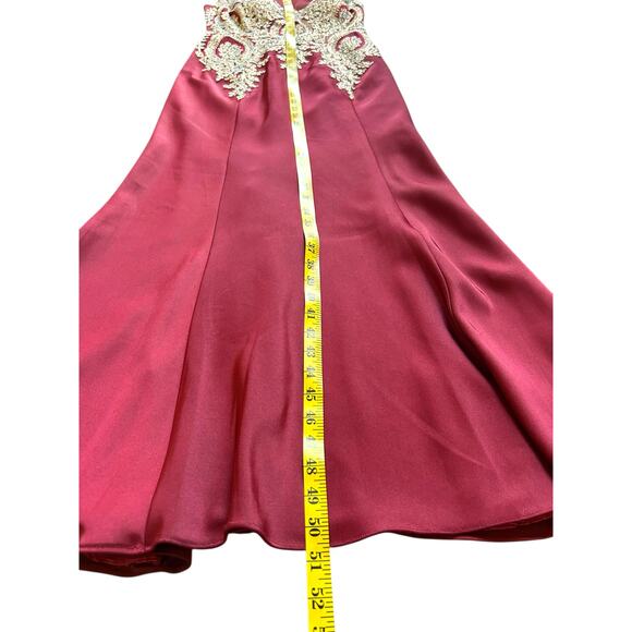 Amelia Couture Burgundy Beaded Evening Gown Formal Dress - Size 6 - Picture 16 of 16